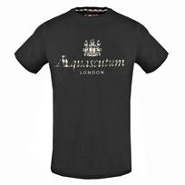 Aquascutum Klasikinis languotas Juodas Unisex marškinys Medvilninis Oversize Didelis Dydis XXXXL black