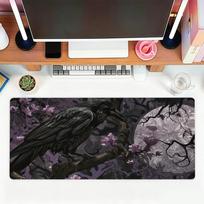 Gothic Raven And Moonlit Night Mouse Pad For Office Gaming And Keyboards Non-Slip Large Waterproof 30cmx80cm
