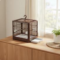 Parakeet Cage Easy to Clean Small Bird Includes Accessories Portable Carrier Brown ruda