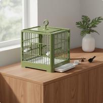 Parakeet Cage Easy to Clean Small Bird Includes Accessories Portable Carrier Brown žalia