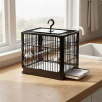 Parakeet Cage Easy to Clean Small Bird Includes Accessories Portable Carrier Brown juoda