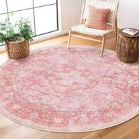 Rožinis Boho apvalus kilimas – skalbiamas, minkštas, neslystantis apskritas kilimas mergaičių miegamojo, svetainės dekoravimui Diameter 90cm(35in) white