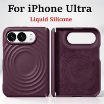 Ripples Liquid Silicone Magnetic Wireless Charger For IPhone DUO Phone Case for IPhone Fold Shockproof Anti Scratch Hinge Full Protection Cover iPhone Ultra tamsiai raudona spalva