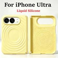 Ripples Liquid Silicone Magnetic Wireless Charger For IPhone DUO Phone Case for IPhone Fold Shockproof Anti Scratch Hinge Full Protection Cover iPhone Ultra dangaus mėlyna spalva
