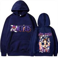 Nico Robin Double‑Sided Print Hoodie Men One‑Piece Anime Character Street Hip‑Hop Loose Hooded Pullover Sweatshirt Unisex XXL black