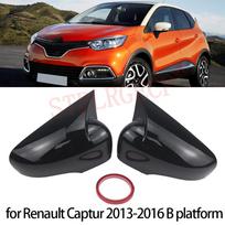 For Renault Captur 2013 2014 2015 2016 B Platform Bright Black Pattern Sticker on Side Mirror Covers Cap Horn Shape Bright Black red