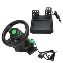 TOPINCN PC Racing Steering Wheel Controller 180 Degree Rotation Vibration Feedback Spring Pedals Suction Cup Gaming High Precision ABS žalia