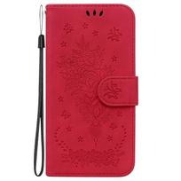 Odinis piniginės dėklas Funda Samsung Galaxy A23 A13 A33 A53 A73 5g A03s A03 Core dėklams Gėlė Drugelis Atverčiamas telefono dėklas Moterims Samsung A53 raudona