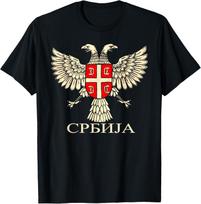 Serbija Srbija Serbijos Erelio Vėliava CCCC Kirilica Marškinėliai Trumpas S beige