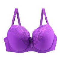 Moterų didelio dydžio liemenėlė Push Up Sexy Gėlėti nėriniai pilnai dengianti apatinė liemenėlė paminkštinta kasdieninė liemenėlė sunkioms krūtims 85C violetinė