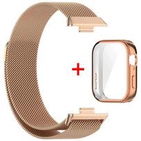 Metalinis dirželis Huawei Watch Fit 4 apyrankei su dėklu TPU ekrano apsauga apyrankė Huawei Fit 3 Milanezės magnetinė kilpa laikrodžio apyrankė Huawei Watch Fit 3 rožinio aukso spalvos