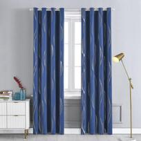 Prabangios didelio tankio sidabro folijos užtemdančios užuolaidos - 100% šviesą blokuojančios, termoizoliuotos užuolaidos miegamajam ir svetainei width 100cm * height 130cm tamsiai mėlyna spalva