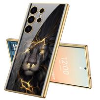 Dažytas grūdintas stiklas dėklas, skirtas Samsung Galaxy S24 S23 Ultra, prabangus dengimas, minkštas kraštas, apsauginis dangtelis, skirtas Galaxy S24 Ultra dėklui Galaxy S25 Plus gray