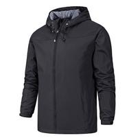 Vyriška neperpučiama ir neperšlampama lengva striukė, skirta lauko sportui, vienspalvė striukė su gobtuvu 4XL black