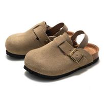 Madingos Kidmi Naujos Vaikų Suede Klumpės Šlepetės Mažylių Klumpės Berniukų Mergaičių Basutės Kamštinės Reguliuojama Sagtis Mules Mielos Namų Vaikų Šlepetės 15cm abrikosas
