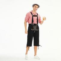 Vyrų vokiškas Oktoberfest kostiumas Suaugusiųjų scenos Cosplay kombinezonų komplektas M black