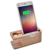 Bamboo Charging Dock Station Bracket Stand Holder For IOS beige