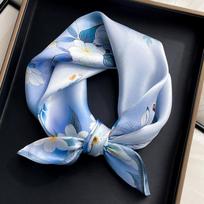Natūralaus šilko skara moterims kaklui kvadratinė galvos juosta skaros bandana madinga hidžabo pončas skaros austa pashmina moteriškas foulard 53cm Real Silk 53x53cm white