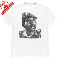Thomas Sankara Silhouette Socialist Anti-Imperialist Pan-African T-Shirt Summer Breathable Camisetas Nostalgia T Shirt S gray