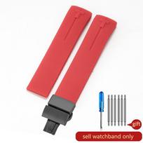 Neslystanti, labai elastinga, juoda-oranžinė, 20 mm, Tissot T-Touch 21 T047 T013 T33 specialios jungties, atspari senėjimui silikoninė laikrodžio apyrankė 21mm raudona/juoda