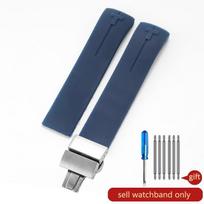Neslystanti, labai elastinga, juoda-oranžinė, 20 mm, Tissot T-Touch 21 T047 T013 T33 specialios jungties, atspari senėjimui silikoninė laikrodžio apyrankė 21mm mėlyna/sidabras
