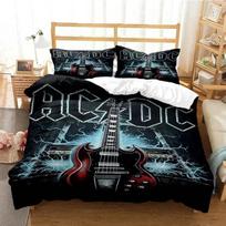 3D Spausdintas AC/DC Roko Grupės Patalynės Komplektas Dvigulis Twin King Antklodės Užvalkalas Užvalkalas Pagalvės Užvalkalas Berniukams Mergaitėms Suaugusiems Miegamasis 70x133cm 3pcs black