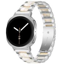 Moterų dervos dirželis Samsung Galaxy Watch 8 Classic 46mm 8 44mm 40mm Nerūdijančio plieno juosta GALAXY Ultra 47mm 2025 Apyrankė Galaxy 8 44mm 40mm sidabro baltos spalvos