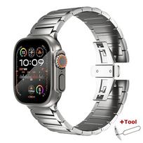 Titano metalinė apyrankė Apple Watch Ultra 3 2 49mm 45 46 44mm prabangi juosta iWatch serijai 11 10 9 6 Se 8 grandinėlės apyrankė Correa for Ultra 3 2 1 49mm sidabras