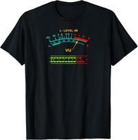 Retro VU Matuoklis Vintažinis Hi-Fi Garso Stereo Muzikos Garsas Marškinėliai Unisex Marškinėliai L black