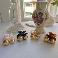 Women's bangs fixed half-up gold ball mini hair clip white white