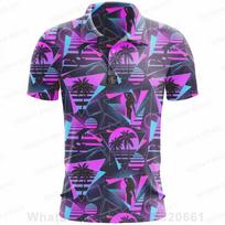 Golfo marškinėliai vaikams Vasariniai golfo polo marškinėliai Trumpomis rankovėmis Greitai džiūstantys Prigludę Laisvalaikio Universalūs Spausdinti T-shirt Apykaklės Sagos Marškiniai XL purple