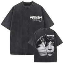 Vintage Washed Lady Gaga Artpop Graphic Print T Shirts Men Women Fashion High Quality Oversized Cotton T-shirt Loose L black