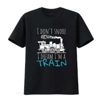 Funny Locomotive I Don t Snore Dream m A Train Mens Shirt Black 4X Large vintage Washed Breathable homme Casual Soft XXXL juoda