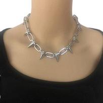 Spike Choker for Women Men Goth Punk Necklace Metal Spike Chain Choker Rock Night Club Rivet Jewelry sidabras