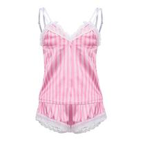 Products, new European and American erotic underwear, sexy striped split two-piece set L rožinė