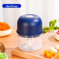 Type-C Rechargeable Electric Garlic Masher & Food Processor - Household Meat Grinder & Powerful Blender for Garlic, Chili, and More. 2 Blades + PP Cup blue