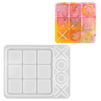 Tic-Tac-Toe Ox Chess Game Silicone Molds Epoxy Resin Mirror Mould for DIY Art Crafts Jewelry Making Clay Resin Casting Handmade white