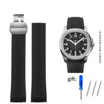 Vyriškas apyrankės silikoninės gumos laikrodžio dirželis Patek laikrodžiui Aquanaut Philippe serijai 5164a 5167a drugelio sagtimi 21mm 21mm gray