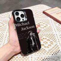 M-Michael Jackson telefono dėklas, skirtas iPhone 17,16,15,14,13,12,11 Plus,Pro Max,XS,Spalvotas sidabrinis telefono dėklas iPhone17PRO black