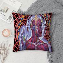 Art Alex Grey Trippy Psychedelic Pillow Case Pillow Cover Case Square For Home Use Living Room Sofa Cushion Cover Decoration Peach skin 18*18(CM)-1Pcs black