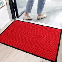 Square Entrance Doormat - Water Absorbent & Dirt Resistant for Commercial and Hotel Entryways 40x60 cm No English Text gray