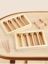 Wood Spindle Box Mathematics Teaching Math Toys, Materials for Preschool Birthday Gifts 3 Years Old Homeschool beige