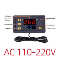 W3230 skaitmeninis temperatūros valdiklis LED ekranas 12V/24V/AC110-220V mikrokompiuteris termostatas jungiklis reguliatorius Šilumos/aušinimo termoreguliatorius su jutikliu 110~220V gray