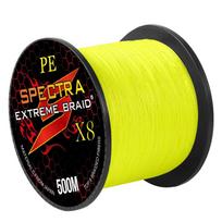Spectra 8 sruogų 500M pintas PE žvejybos valas 10-250 svarų didelio stiprumo plaukiojantis daugiaspalvis ežero naudojimui (Yellow,500m&30.0#-200LB) geltona