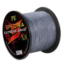 Spectra 8 sruogų 500M pintas PE žvejybos valas 10-250 svarų didelio stiprumo plaukiojantis daugiaspalvis ežero naudojimui (Grey,500m&30.0#-200LB) pilka