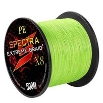 Spectra 8 sruogų 500M pintas PE žvejybos valas 10-250 svarų didelio stiprumo plaukiojantis daugiaspalvis ežero naudojimui (Green,500m&60.0#-250LB) žalia