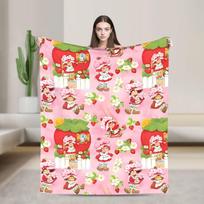 Strawberry Shortcakes Fruit Cute Super Soft Blankets Travel Plush Throw Blanket Street Trend Home Decor Bedspread Sofa Bed Cover Size: 100*150cm, Weight: 230 GSM