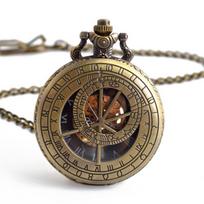 Prahoje pagamintas antikinio stiliaus astronominis ciferblatas 47 mm Steampunk skeletinis mechaninis lydinio kišeninis laikrodis vyrams antique bronza