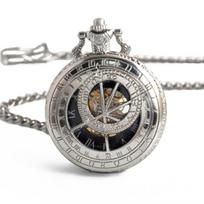 Prahoje pagamintas antikinio stiliaus astronominis ciferblatas 47 mm Steampunk skeletinis mechaninis lydinio kišeninis laikrodis vyrams antique sidabras