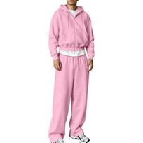 Matching Zip Up Hoodie and Jogger Sweatpants Set for Winter Casual Wear M rožinė